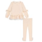 طقم ليجينز بنات بطبعه قلعه باللون البيج , 1, hi-res