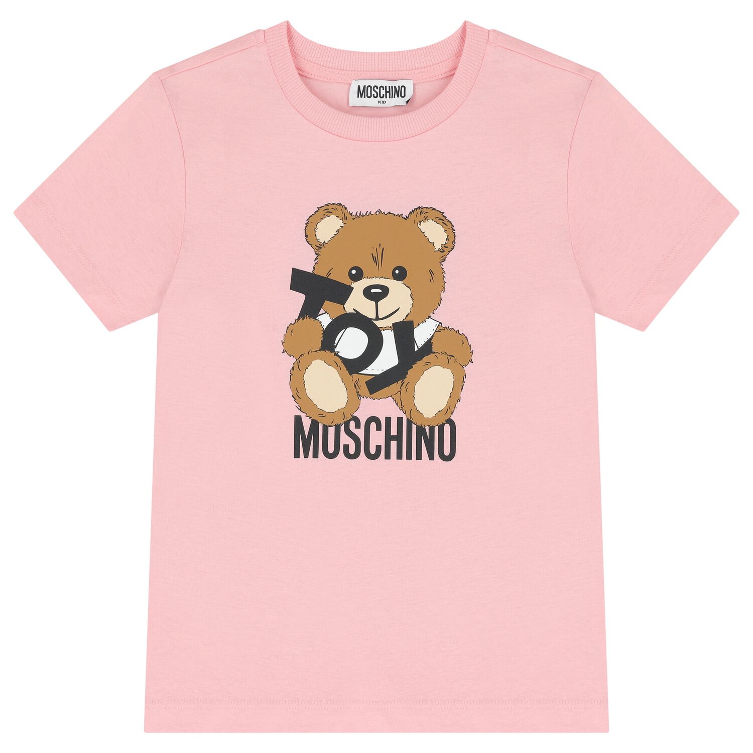 Girls Pink Teddy Bear Logo T-Shirt, 4, hi-res image number null