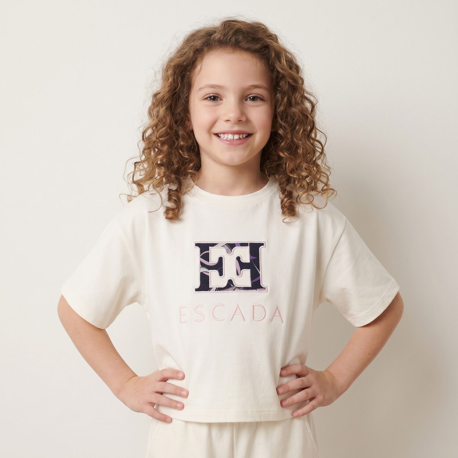 Girls Ivory Logo T-Shirt, 1, hi-res
