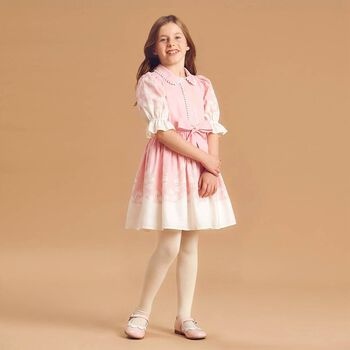 Girls Pink & White Floral Dress