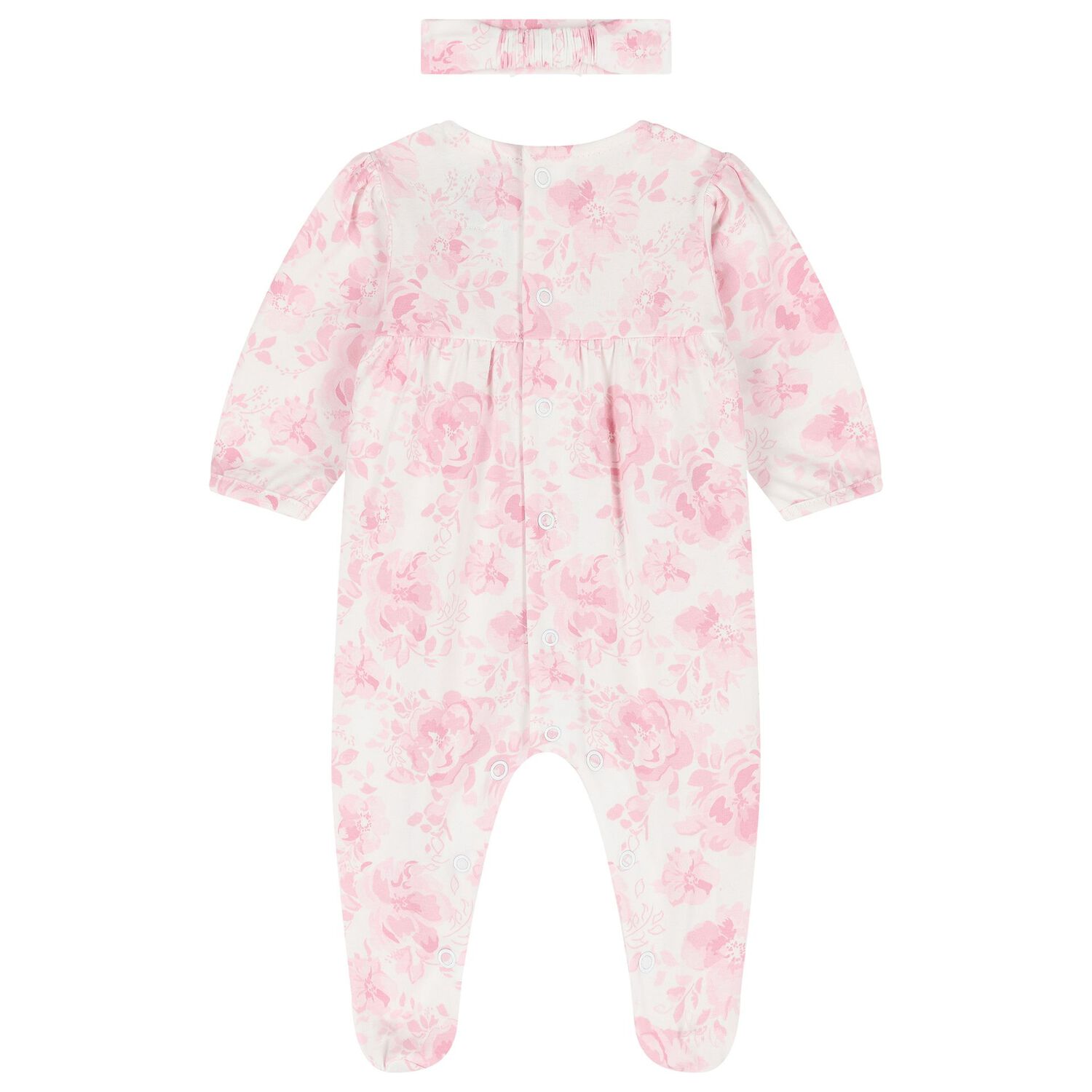 Baby Girls Pink & White Floral Babygrow Set, 1, hi-res