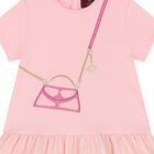 Younger Girls Pink Bag Logo Dress, 2, hi-res