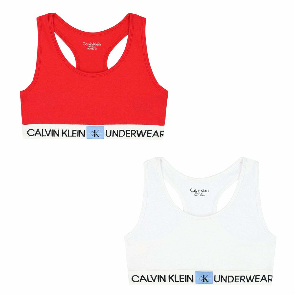 Calvin Klein Girls Red & White Bra Tops (2 Pack)