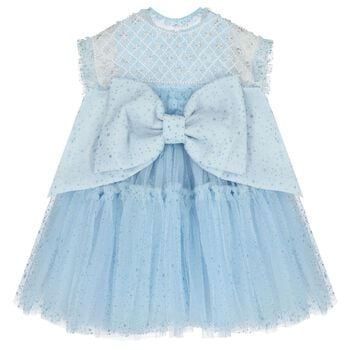 Girls Blue Embellished Tulle Dress
