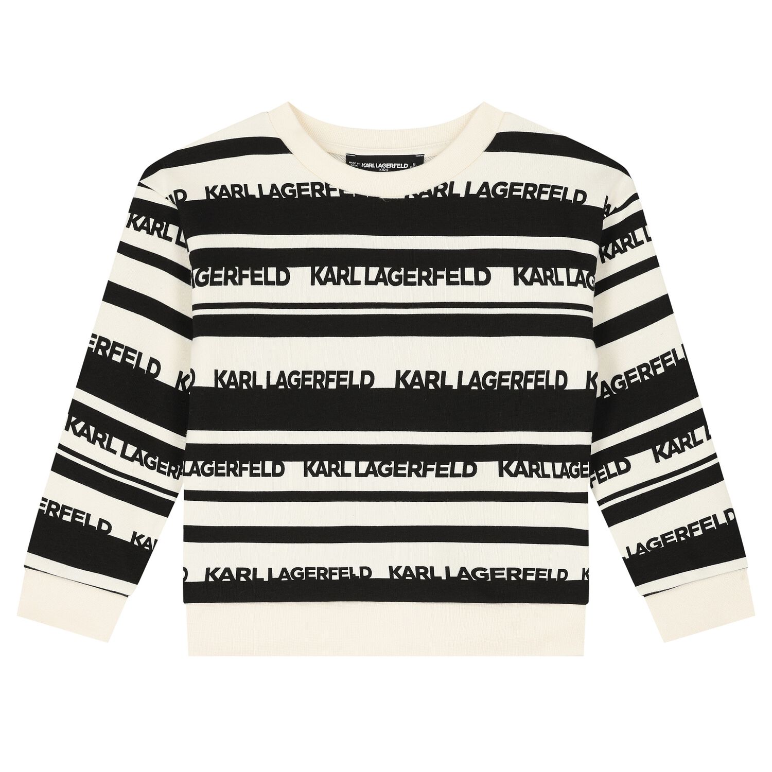 Boys Ivory & Black Logo Striped Sweatshirt, 1, hi-res image number null
