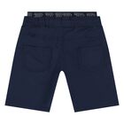 Younger Boys Navy Blue Logo Shorts, 1, hi-res