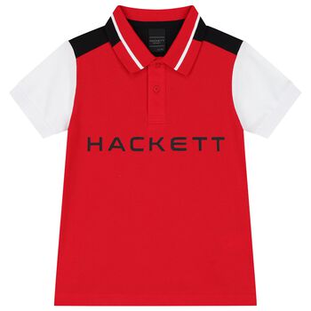 Hackett London Boys White & Red Logo Polo Shirt, 1 Boys White & Red Logo Polo Shirt