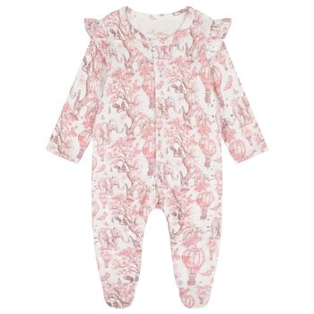 Baby Girls White & Pink Africa Babygrow