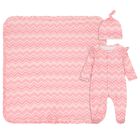 Baby Girls Pink Zig Zag Babygrow Gift Set, 1, hi-res