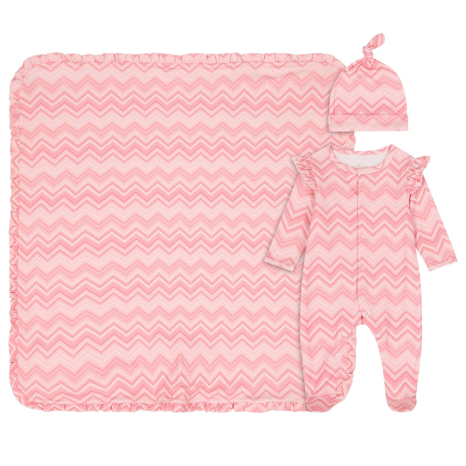 Baby Girls Pink Zig Zag Babygrow Gift Set, 1, hi-res