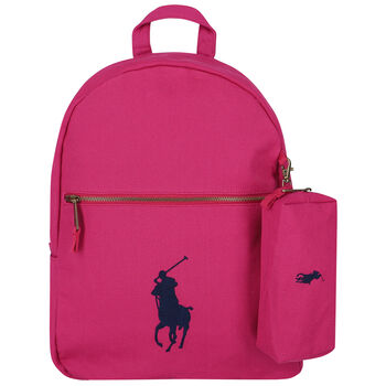 حقيبة ظهر بنات بالشعار باللون الزهرى