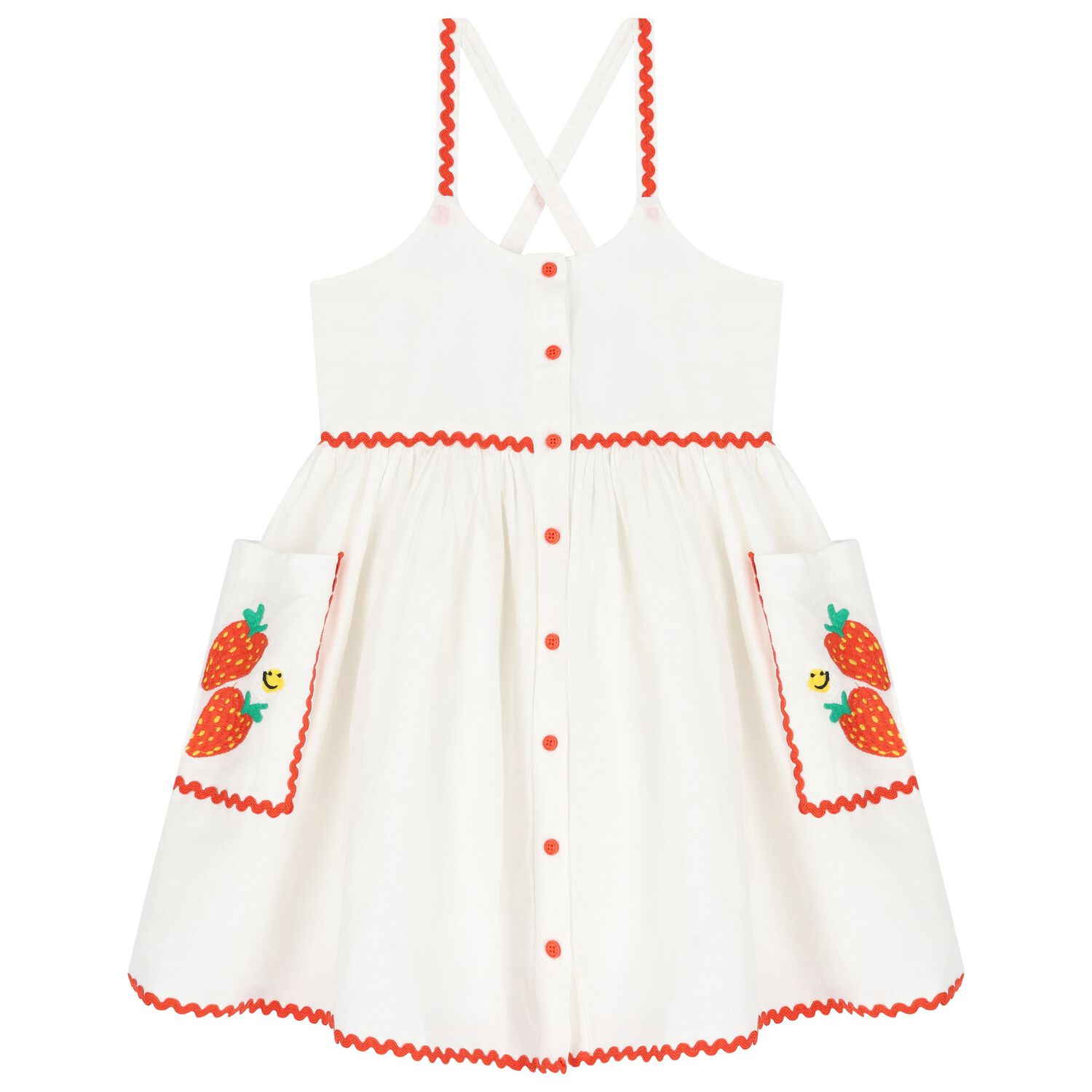 Girls Ivory Strawberry Dress, 1, hi-res image number null