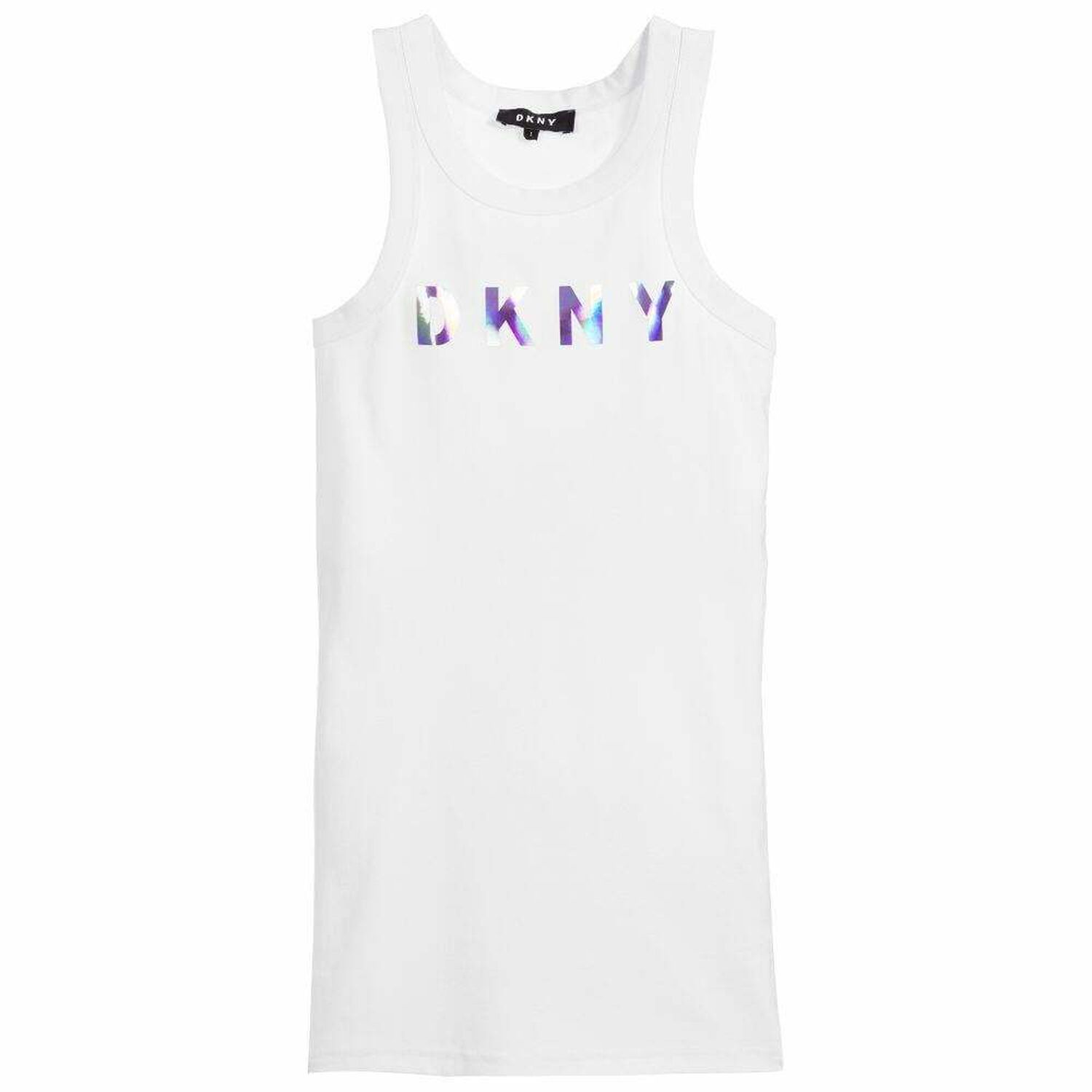 Girls White Logo Dress, 1, hi-res