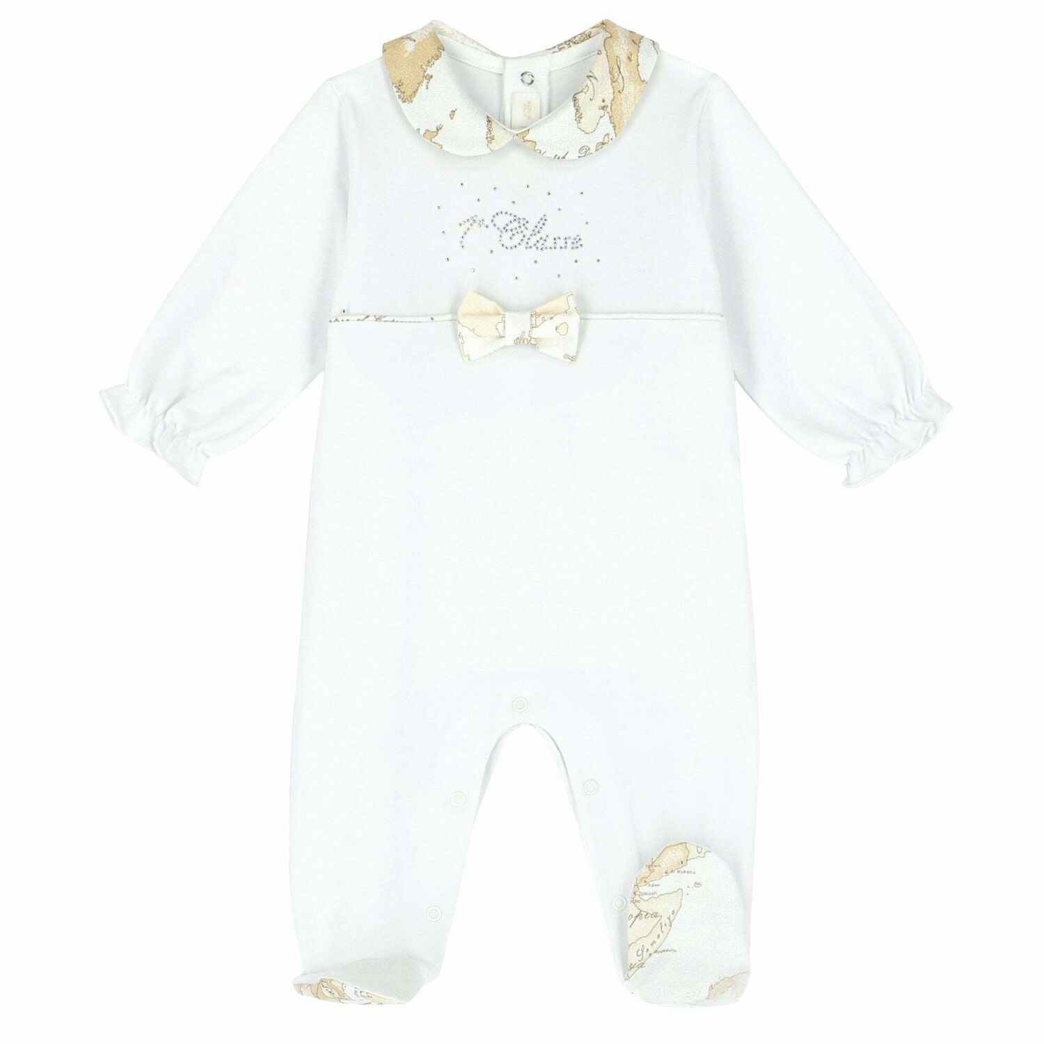 Baby Girls White Geo Map Babygrow, 1, hi-res image number null