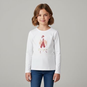 Girls White Long Sleeve Top