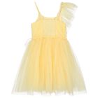 Girls Yellow Ruffled Tulle Dress, 1, hi-res