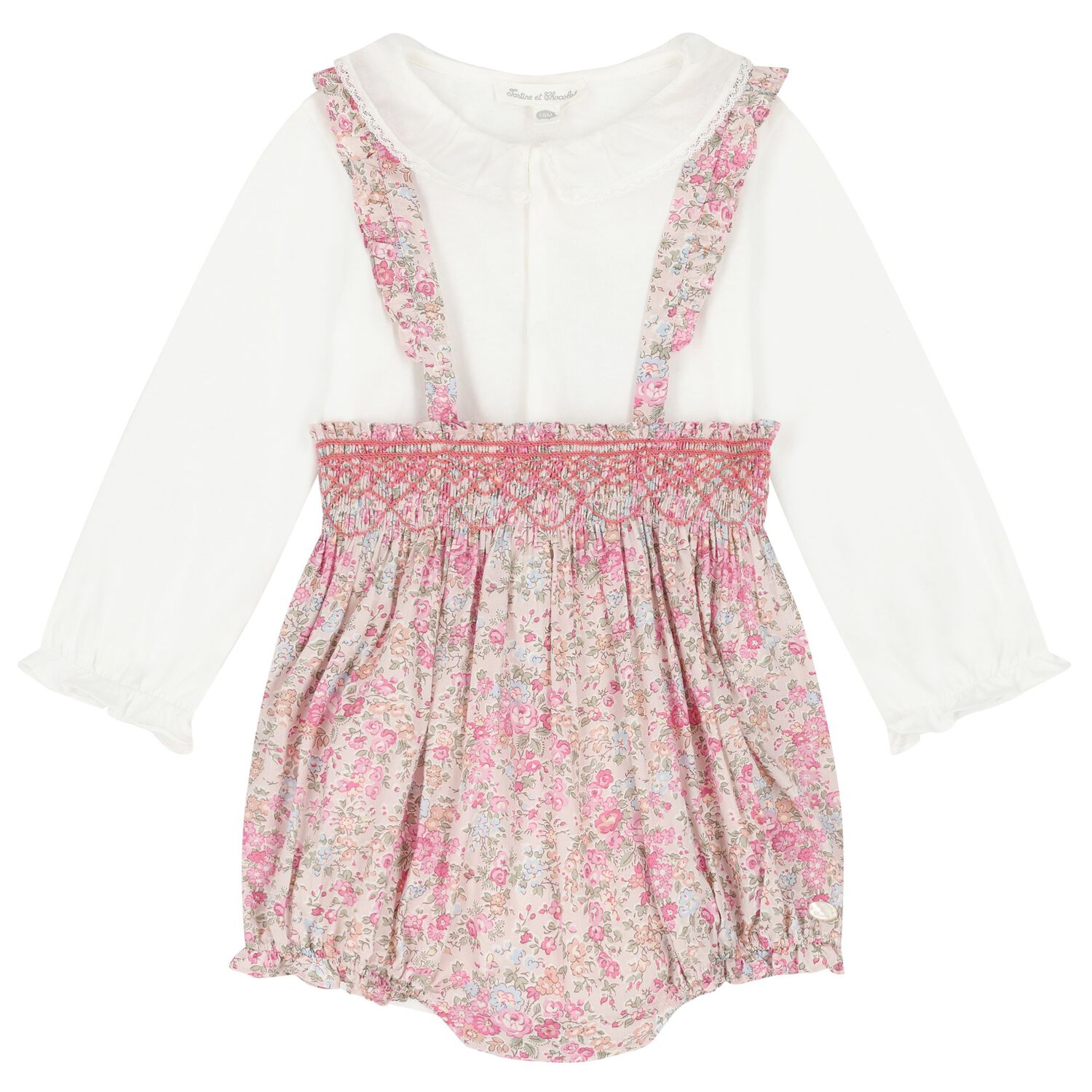 Baby Girls White & Pink Shorts Set, 1, hi-res image number null
