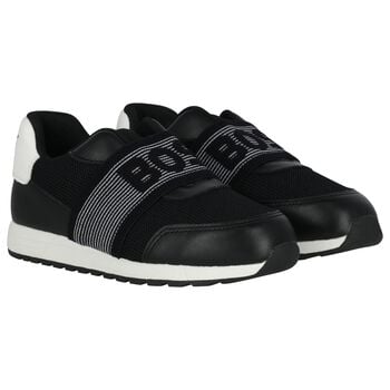 Boys Black Logo Trainers