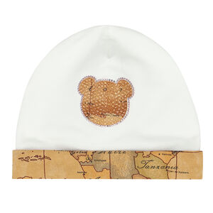 Baby Girls Ivory & Beige Teddy Bear Hat