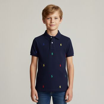 Boys Navy Blue Logo Polo Shirt