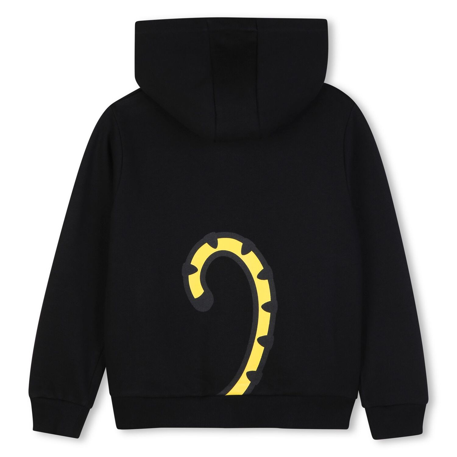 Boys Black Tiger Logo Hooded Zip Up Top, 1, hi-res