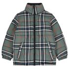 Boys Black & Green Tartan Reversible Puffer Jacket , 1, hi-res
