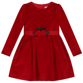 Girls Red Velvet Dress