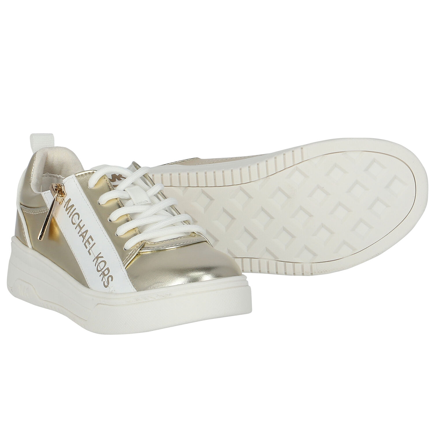 Girls Gold Logo Trainers, 1, hi-res image number null