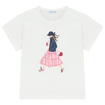 تي شيرت بنات باللون الأبيض