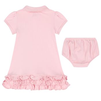 Baby Girls Pink Logo Polo Dress Set