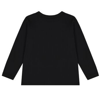 Boys Black Logo Long Sleeve Top