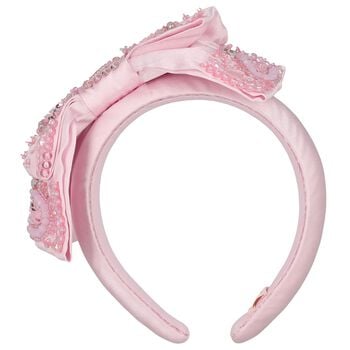 Girls Pink Bow Embellished Headband