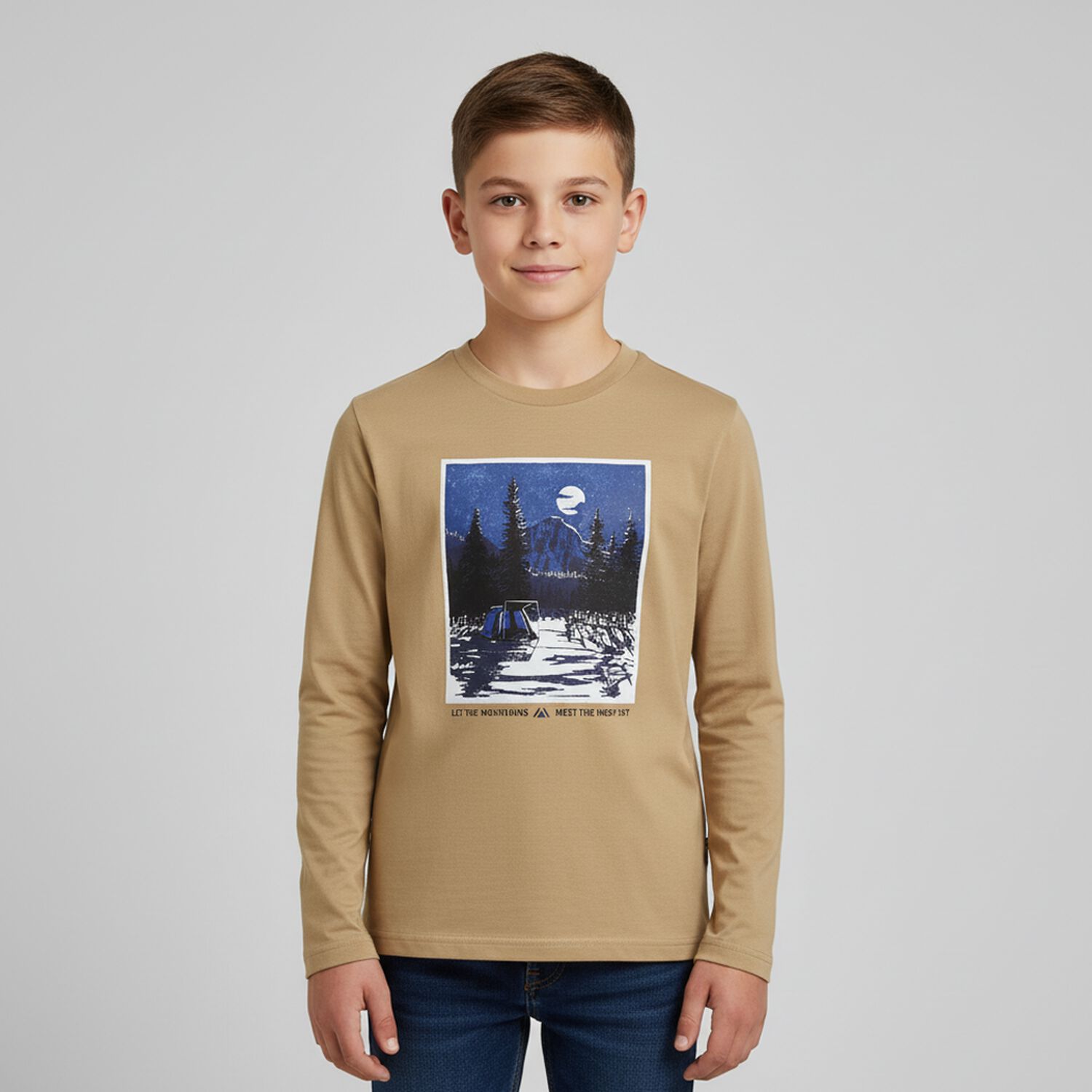 Boys Beige Long Sleeve Top, 1, hi-res image number null