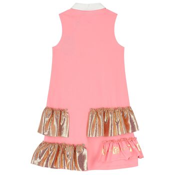 Girls Pink & Gold Logo Dress