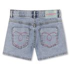 Girls Blue Denim Embellished Shorts, 1, hi-res