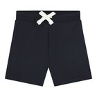 Baby Boys White & Navy Blue Logo Shorts Set, 3, hi-res