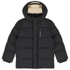 Boys Black Logo Padded Puffer Jacket, 2, hi-res