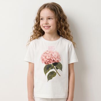 Girls Ivory Flower Logo T-Shirt