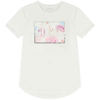 Girls White Floral Logo T-Shirt