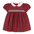 Baby Girls Red Tartan Dress, 1, hi-res