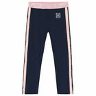 Girls Navy Blue Leggings, 1, hi-res