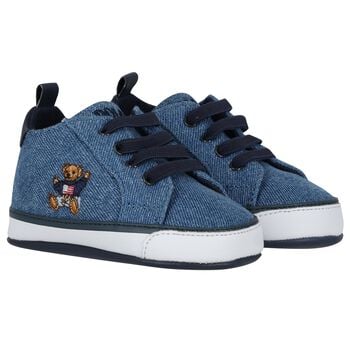 Baby Boys Denim Blue Logo Pre Walker Shoes