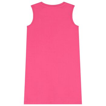 Girls Pink Floral Logo Dress