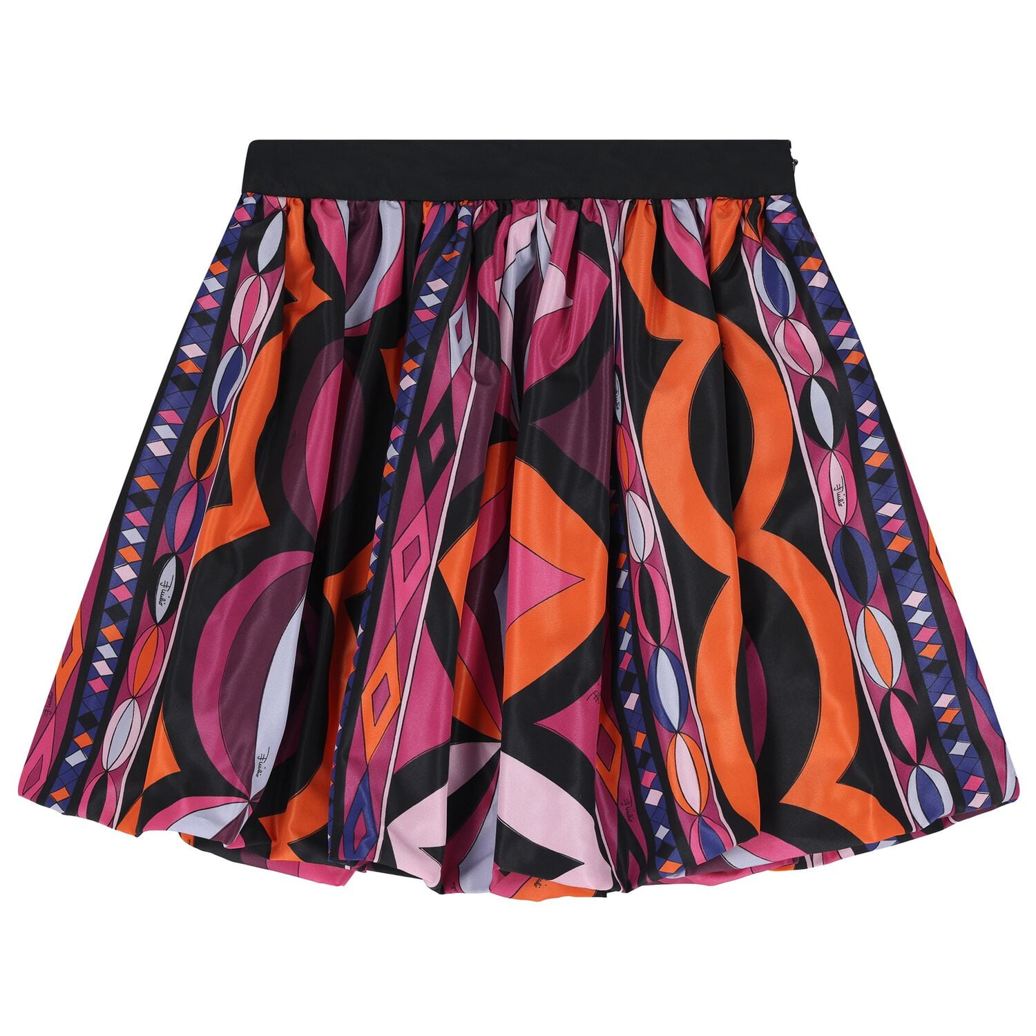 Girls Black & Pink Vortice Bubble Skirt, 1, hi-res