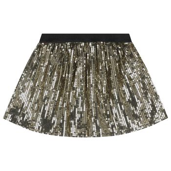 Girls Black & Black Sequins Skirt