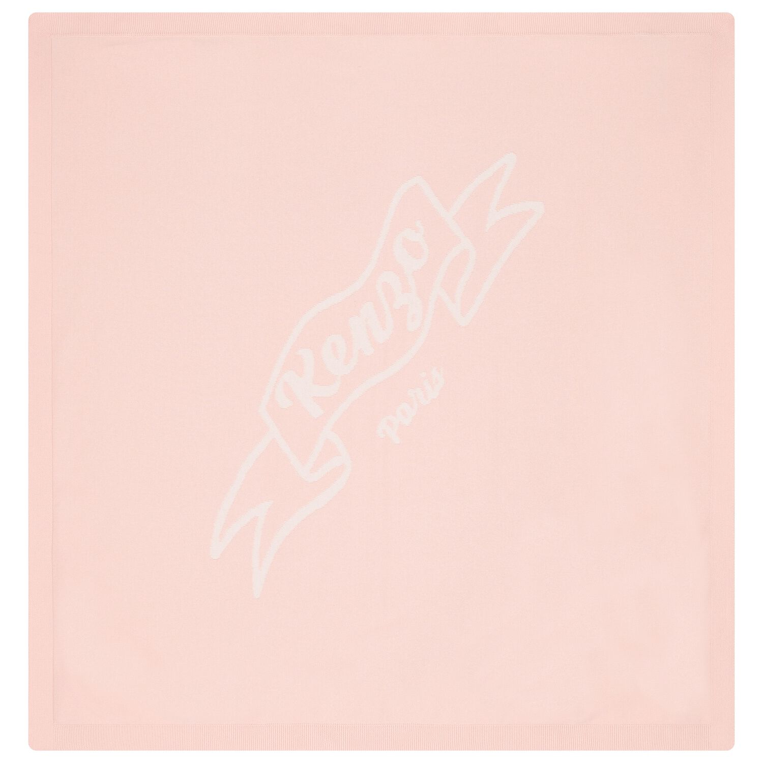 بطانية بنات محبوكة بالشعار باللون الأبيض و الوردي , 1, hi-res