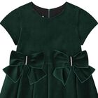 Girls Green Velvet Bow Dress, 1, hi-res