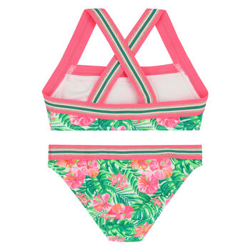 Girls Pink & Green Floral Bikini