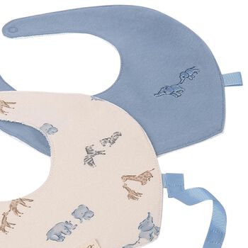 Baby Boys Blue & Ivory Animals Bibs ( 2-Pack )