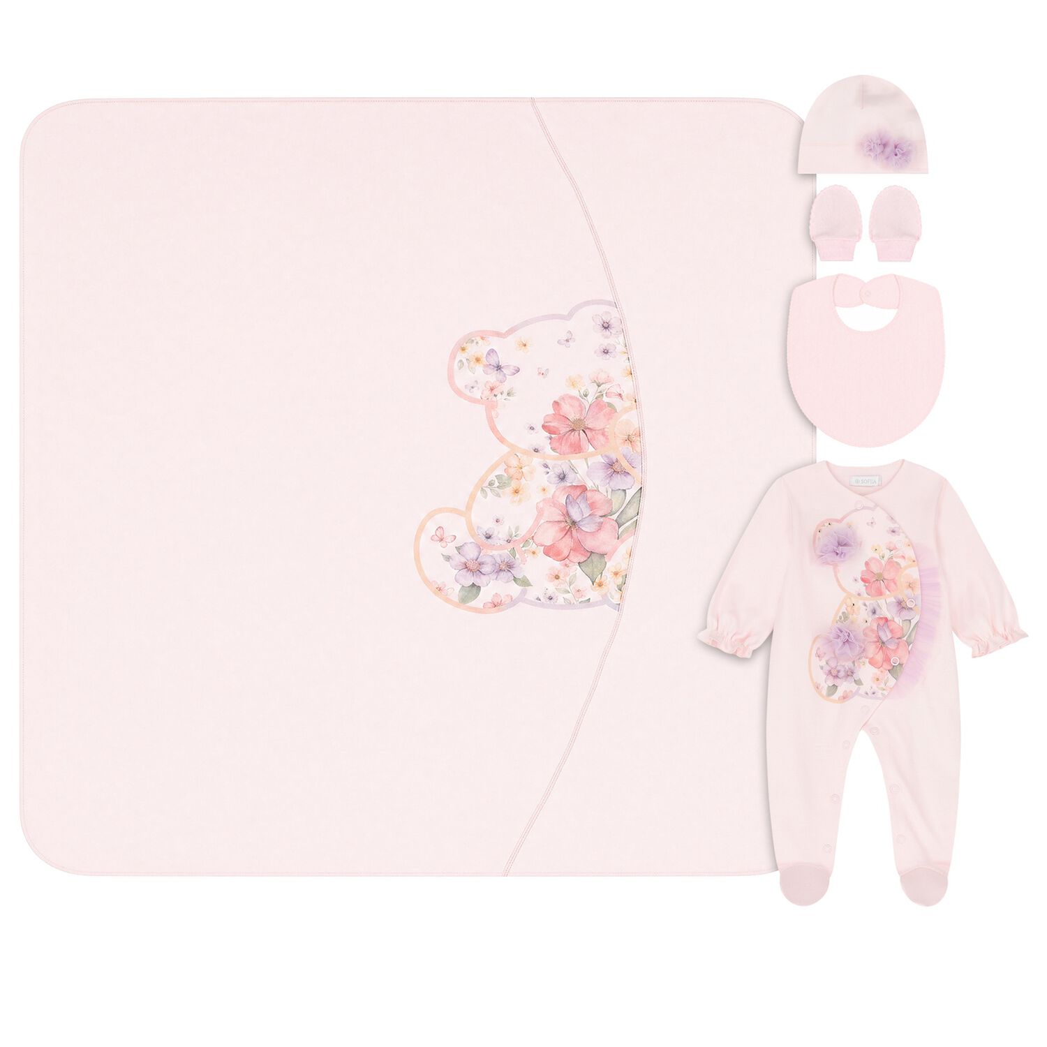 Baby Girls Pink Floral Babygrow Gift Set, 1, hi-res